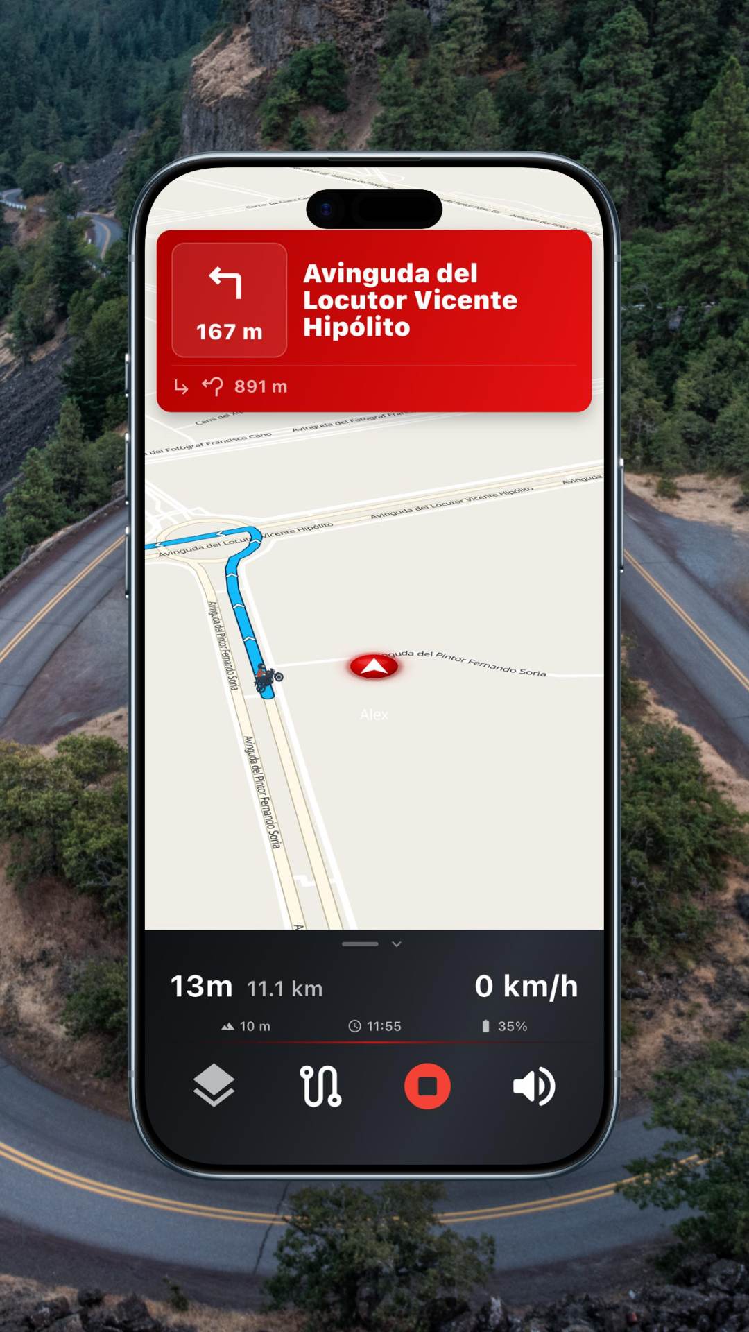 App MotoFlap — Navigation with alerts